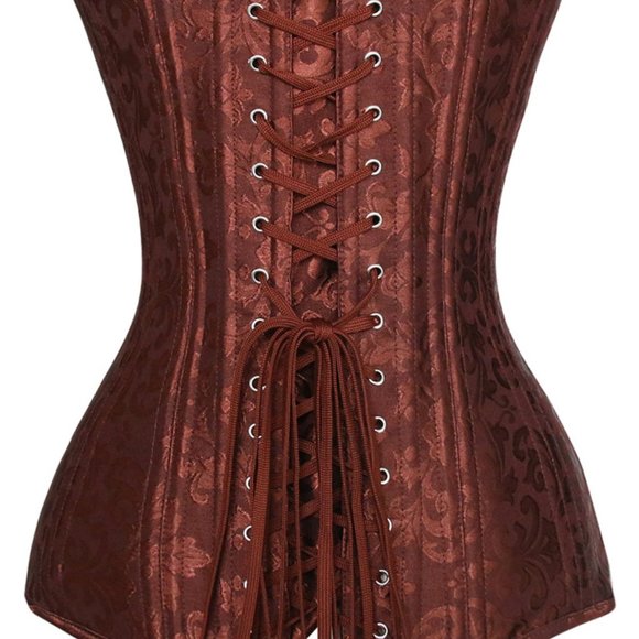 Dark coffee Brown longline Corset - Picture 2 of 7
